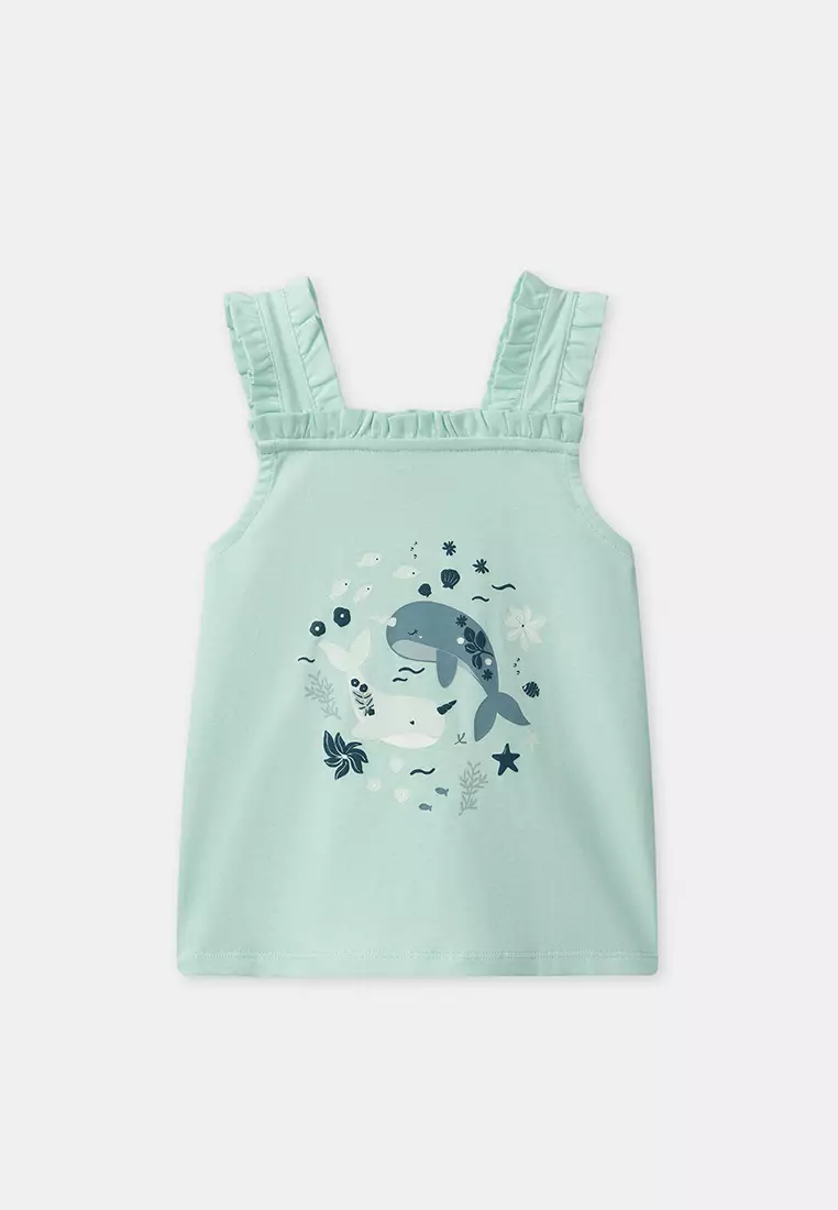 Blue green SET / Narwhal Print Top