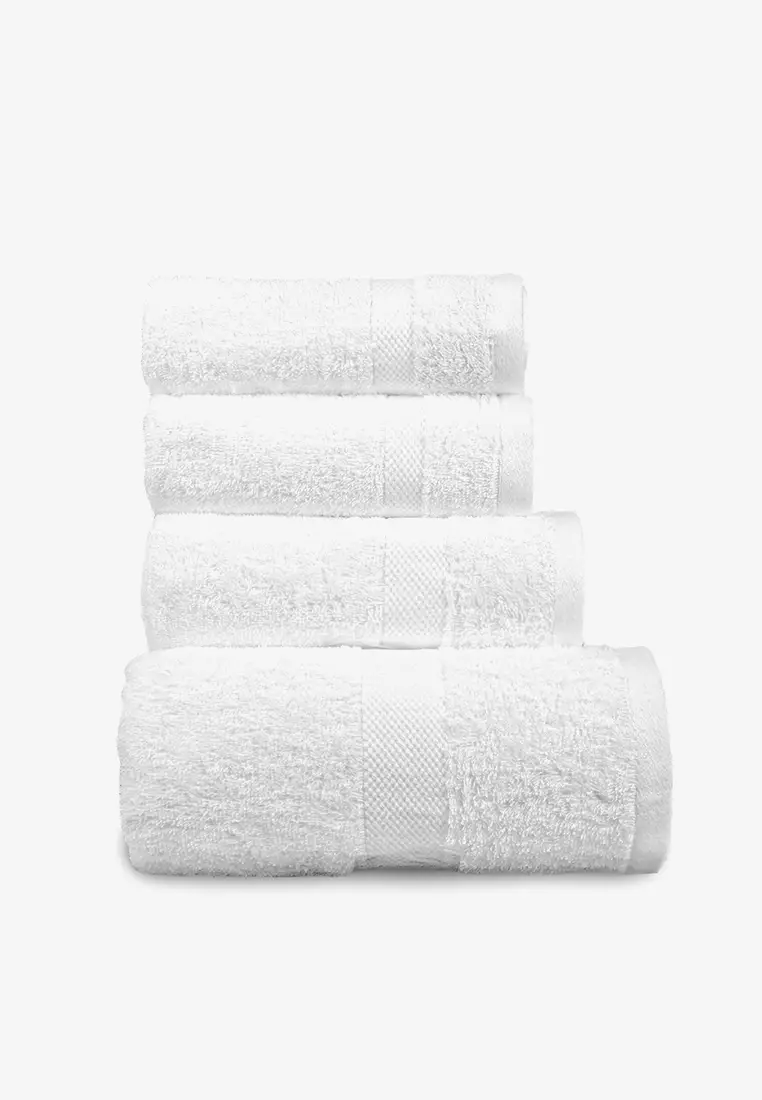 Buy Joyce & Diana 4PC Border Towel Set Dotted Collection White 2024