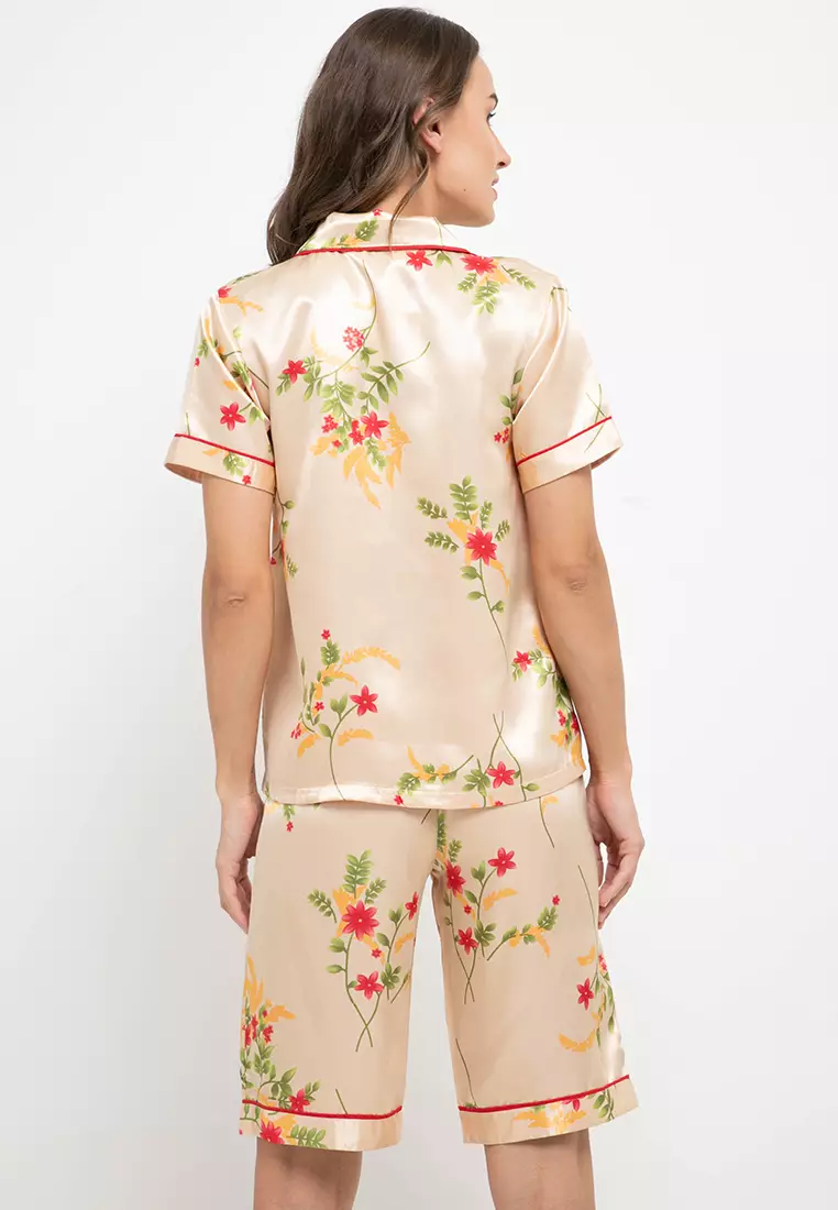Pyjama Pijama Satin Silk Short Sleeve Short Pants Sleepwear