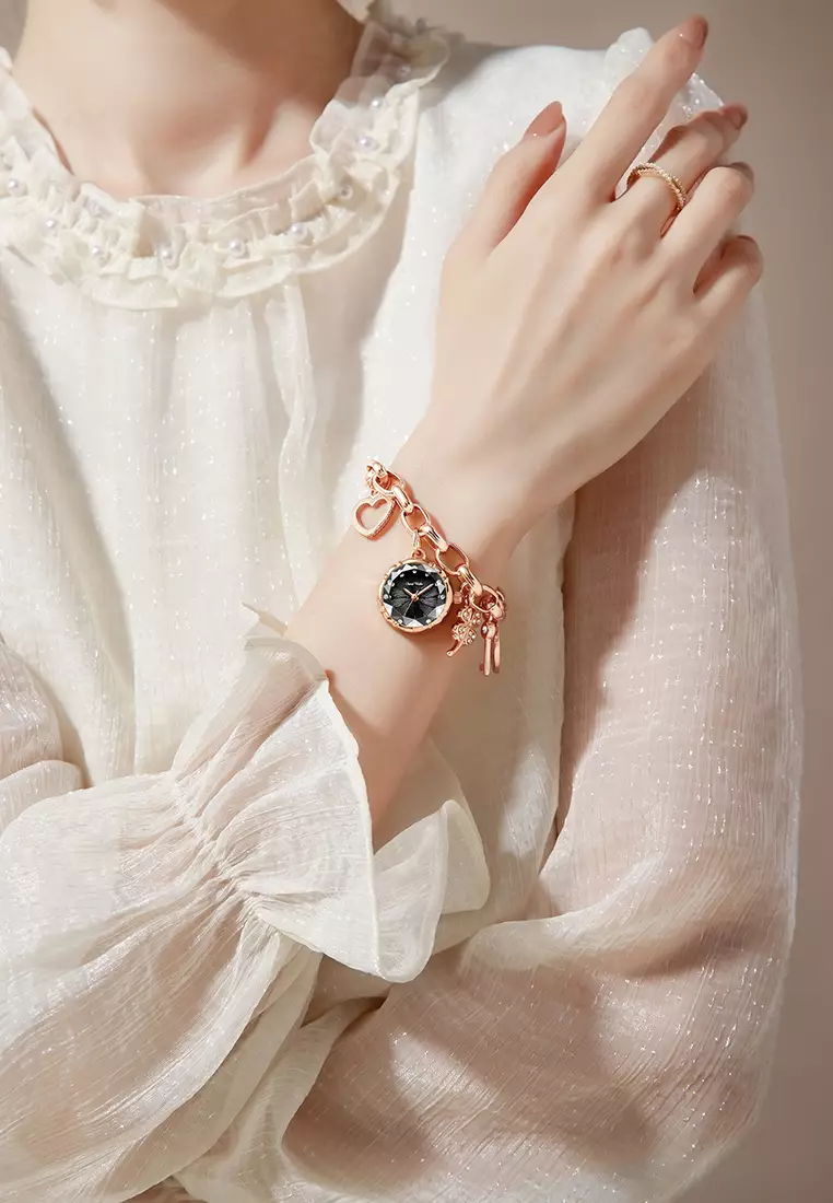 Jam Tangan Wanita Gelang Anti Air Original Mewah Elegan Korea Jam Tangan Cewek Kecil rosegold