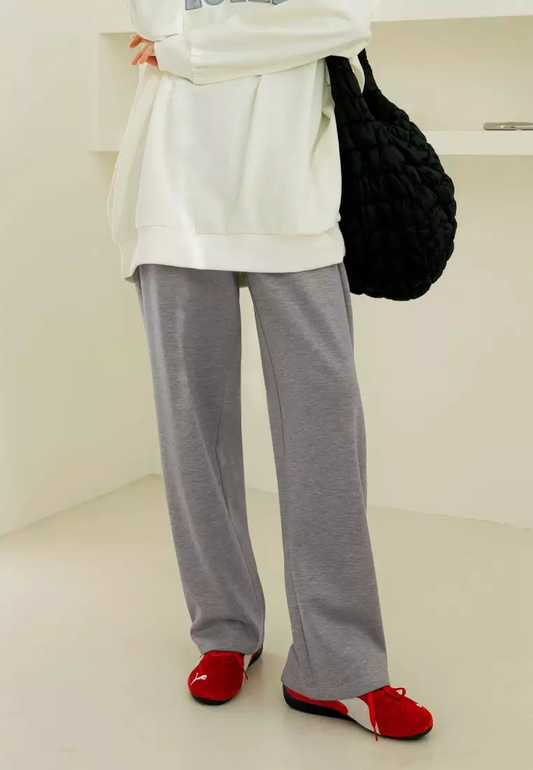 素色空氣棉腰鬆緊直筒褲《BA7663》