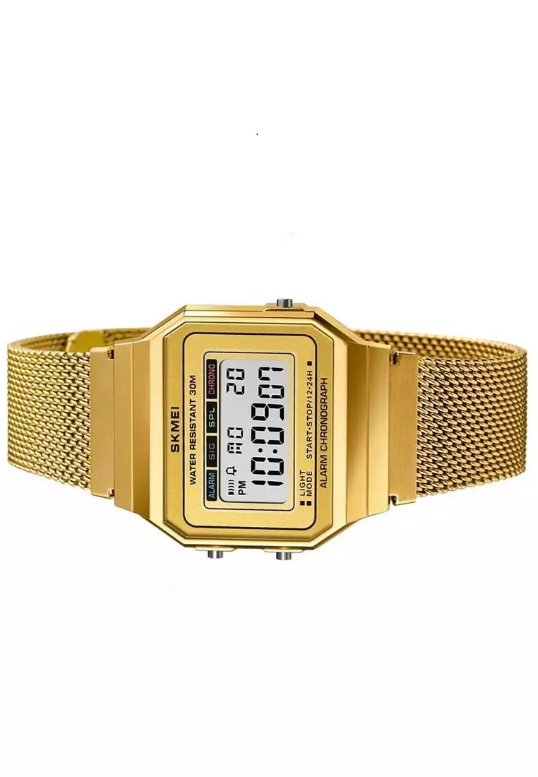 Jam Tangan Casual Digital Pria Water Resistant 30m Strap Tali Material Stainless Steel NB25 ORIGINAL