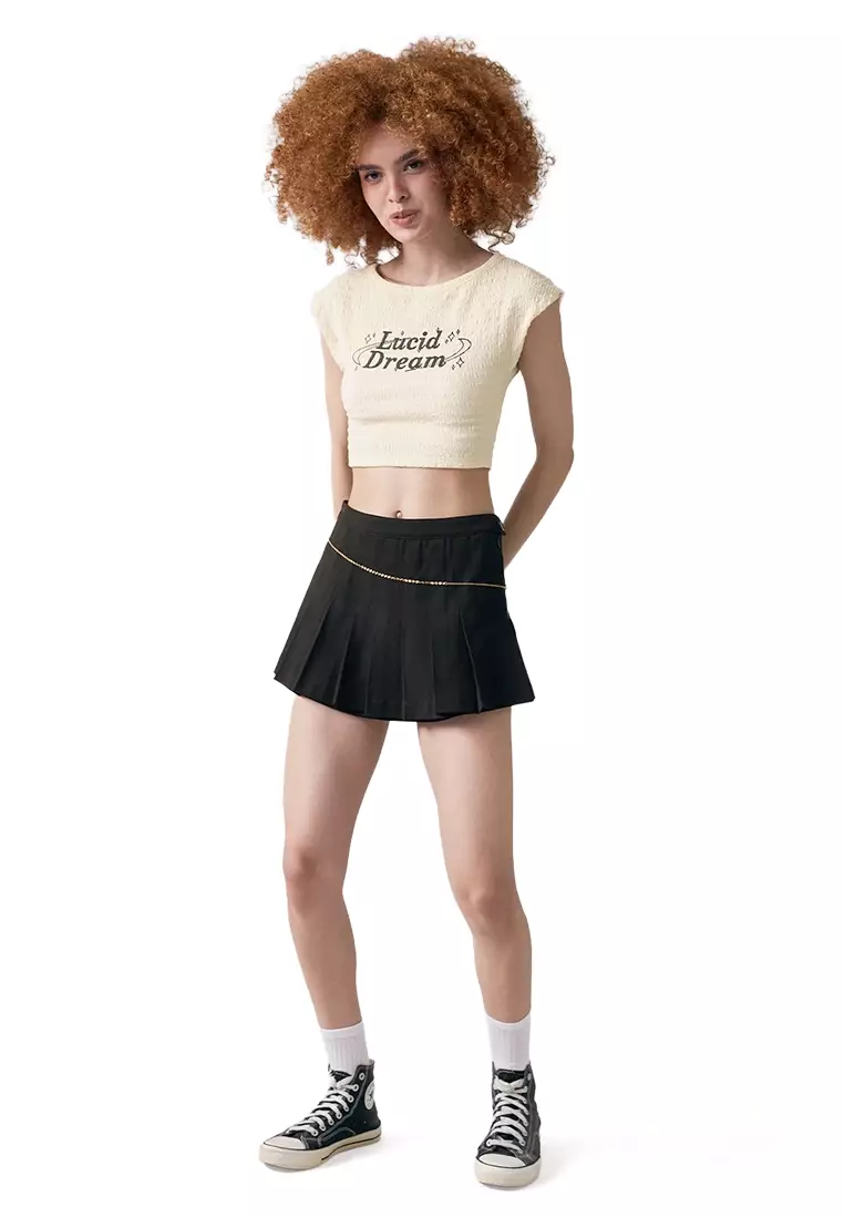 Crumpled Jersey Baby Tee With Lucid Dream Print