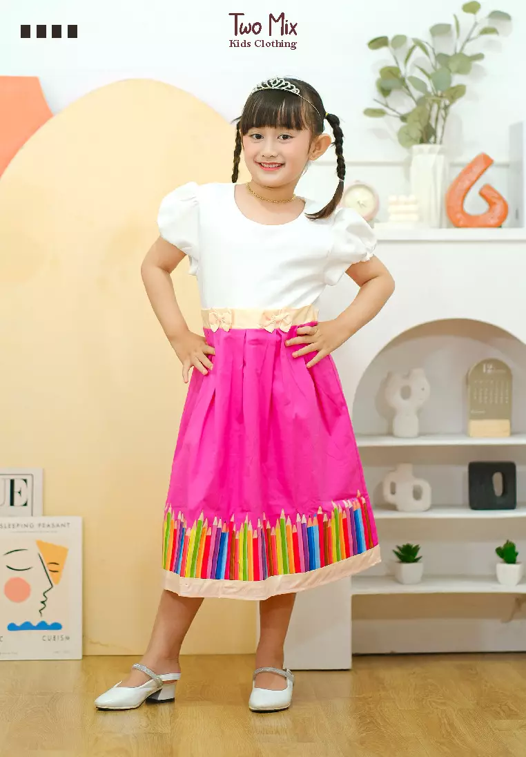 Two Mix Dress Anak Perempuan Bahan Katun - Baju Anak Wanita Fashion Usia 1-12 Tahun 4216