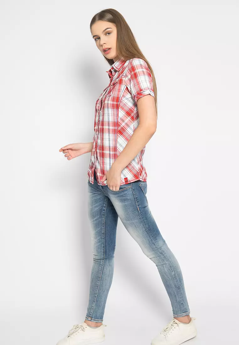 LGS - Regular Fit - Kemeja Wanita - Merah - Motif - LSH.380.O1107.387