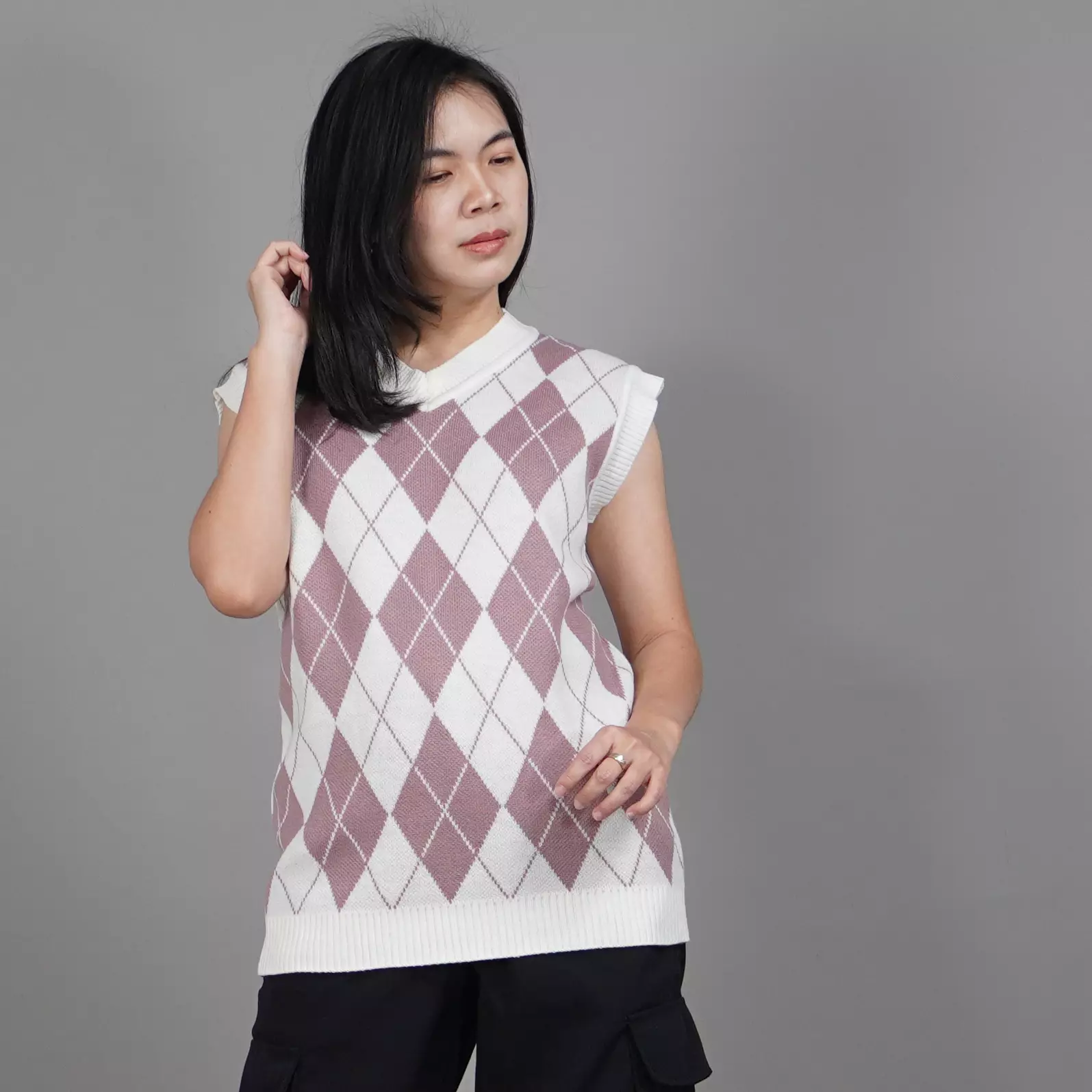  VEST WINDY Rompi Seragam Knit Vest Korean Style - NILA