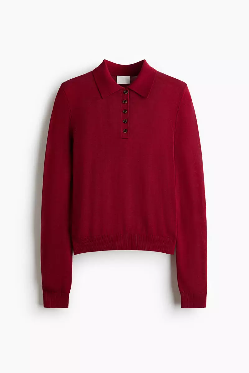 Fine-knit polo shirt
