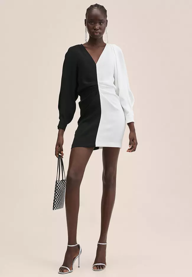 Bicolour Draped Dress