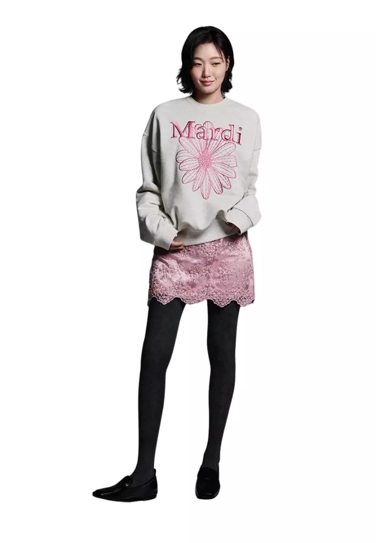 Sweatshirt Flowermardi Needlework - Oatmeal Pink