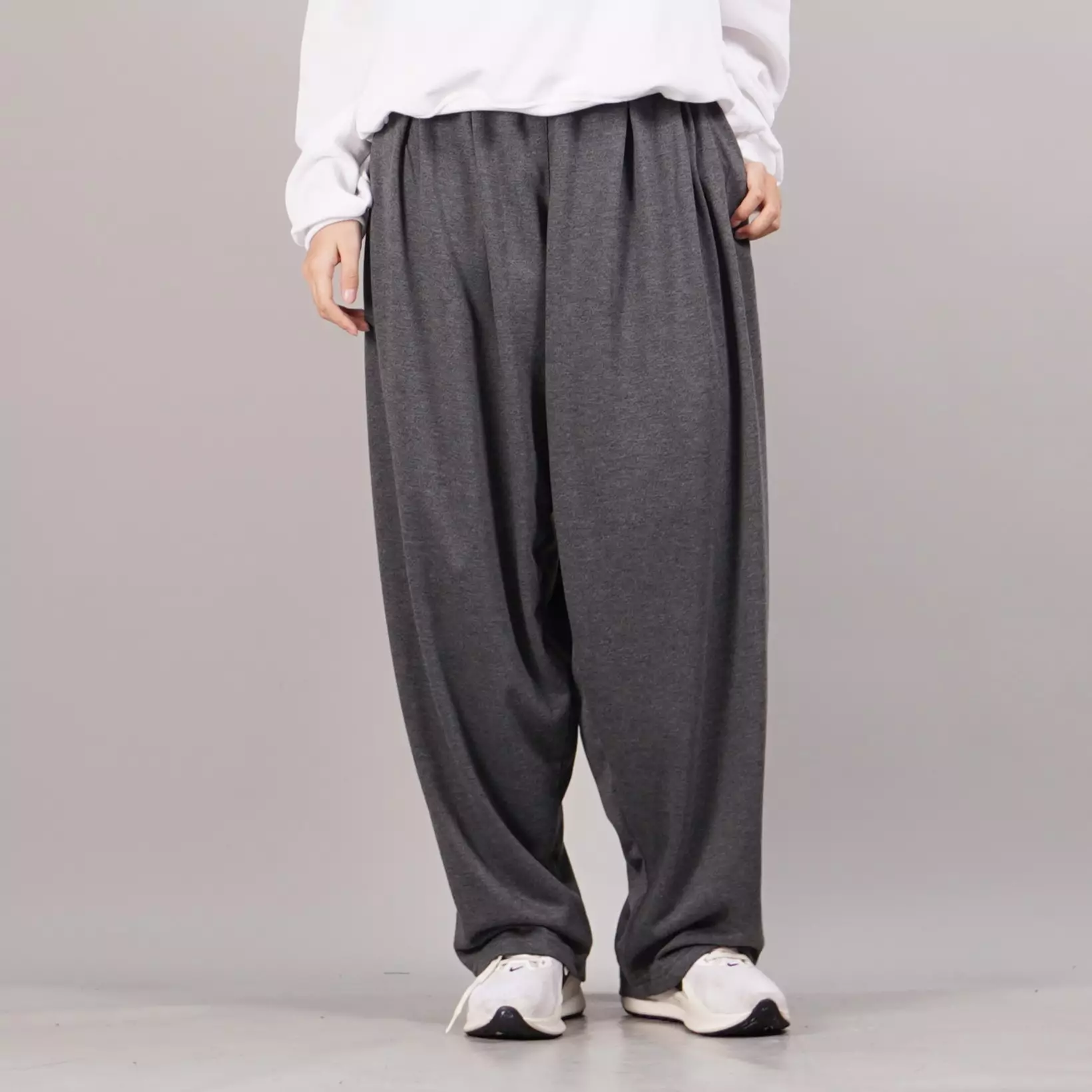 BAGGY PANTS Celana Wide Leg Celana Wanita Baggy Loose Fit Pants Celana Loose Pants - ABU TUA