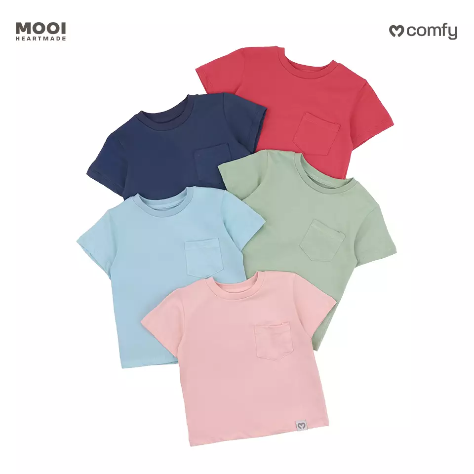 Mooi Kaos Anak Pocket Unisex Comfy T-Shirt Pocket Kids - Red Clay