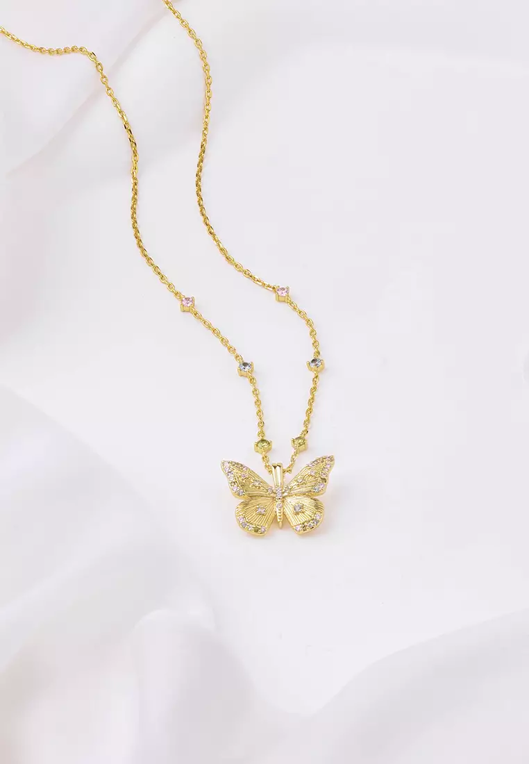 Butterfly Rainbow & Gold Necklace