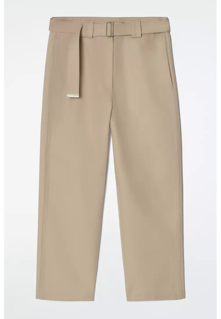 BELTED SLIM-LEG TROUSERS