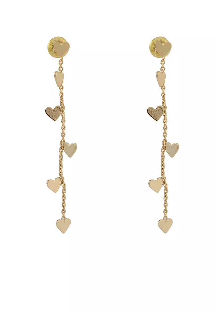 Gold dangle heart on sale earrings