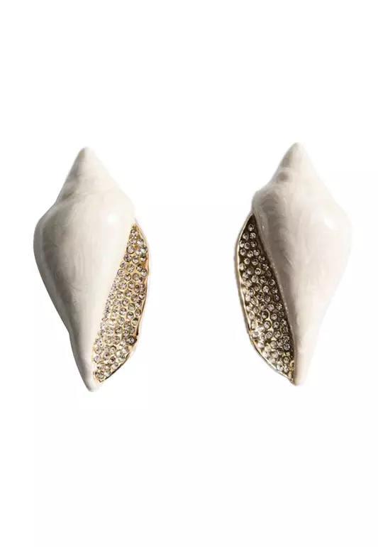 Shell Earrings With Rhinestone Detail