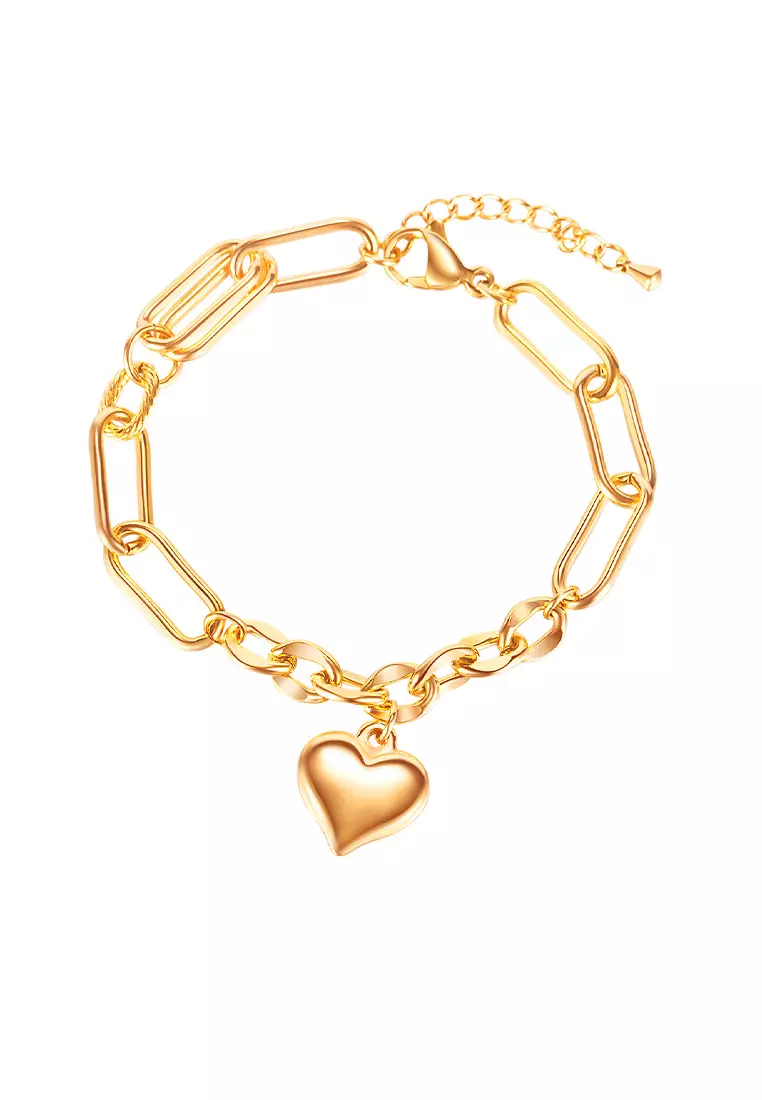 Gold heart deals link bracelet