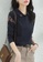 A-IN GIRLS navy Elegant Embroidered Lapel Top F5153AA409BD84GS_2