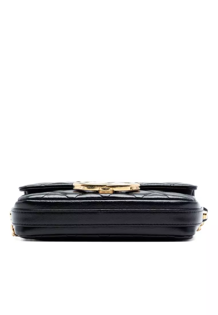 Pre-Loved Chanel Quilted Lambskin Giant Cc Flap Phone Holder With Chain