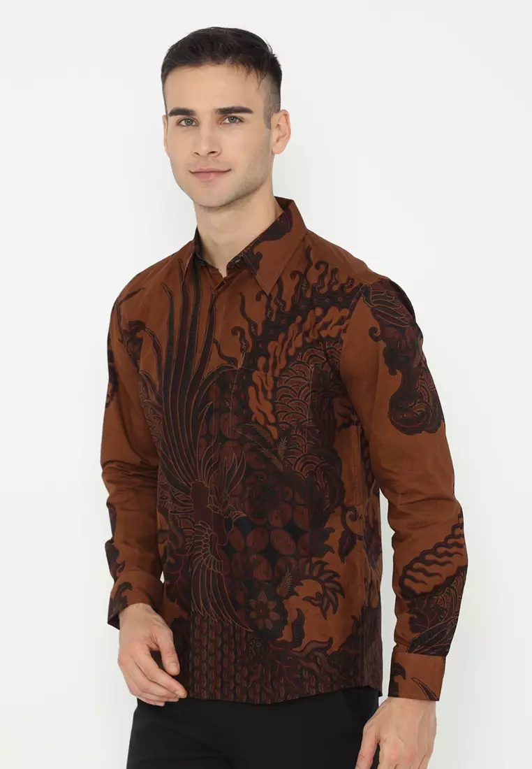 Kemeja Batik Pria Slimfit Kalandra - Brown