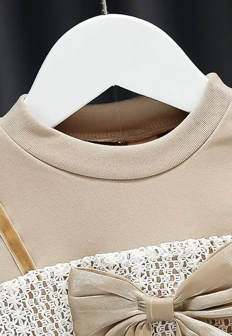 Wakakids Dress Bayi Anak Perempuan Lengan Panjang Gaun Pesta Rok Tutu Ribbon 4436 Venrz Putih