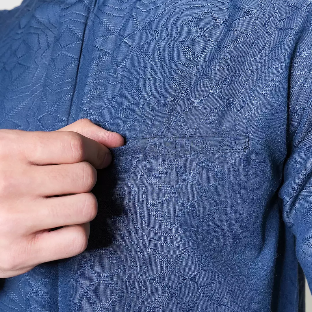 Casella Baju Koko Pria Lengan Panjang Motif Elegan | Baju Koko Yusuf 9995 Navy