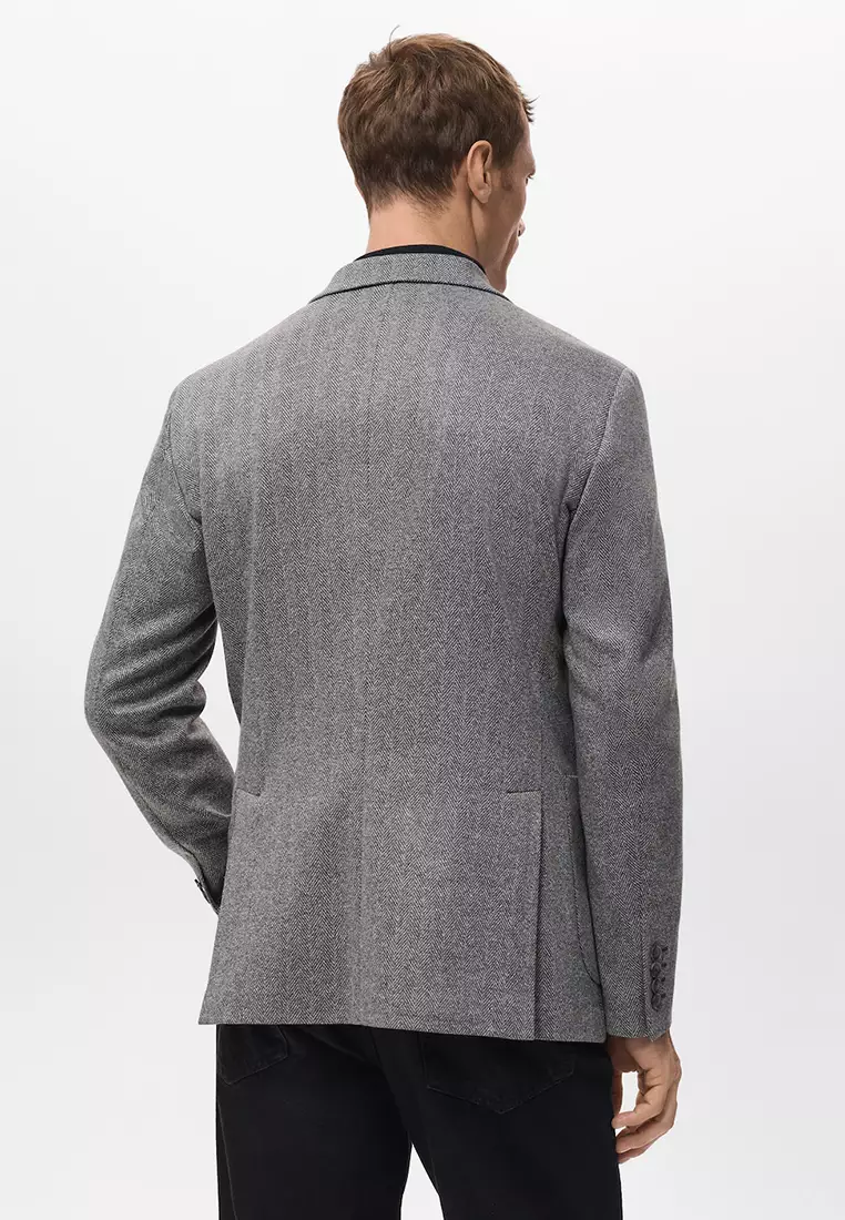 Slim-Fit Herringbone Tailored Jacket