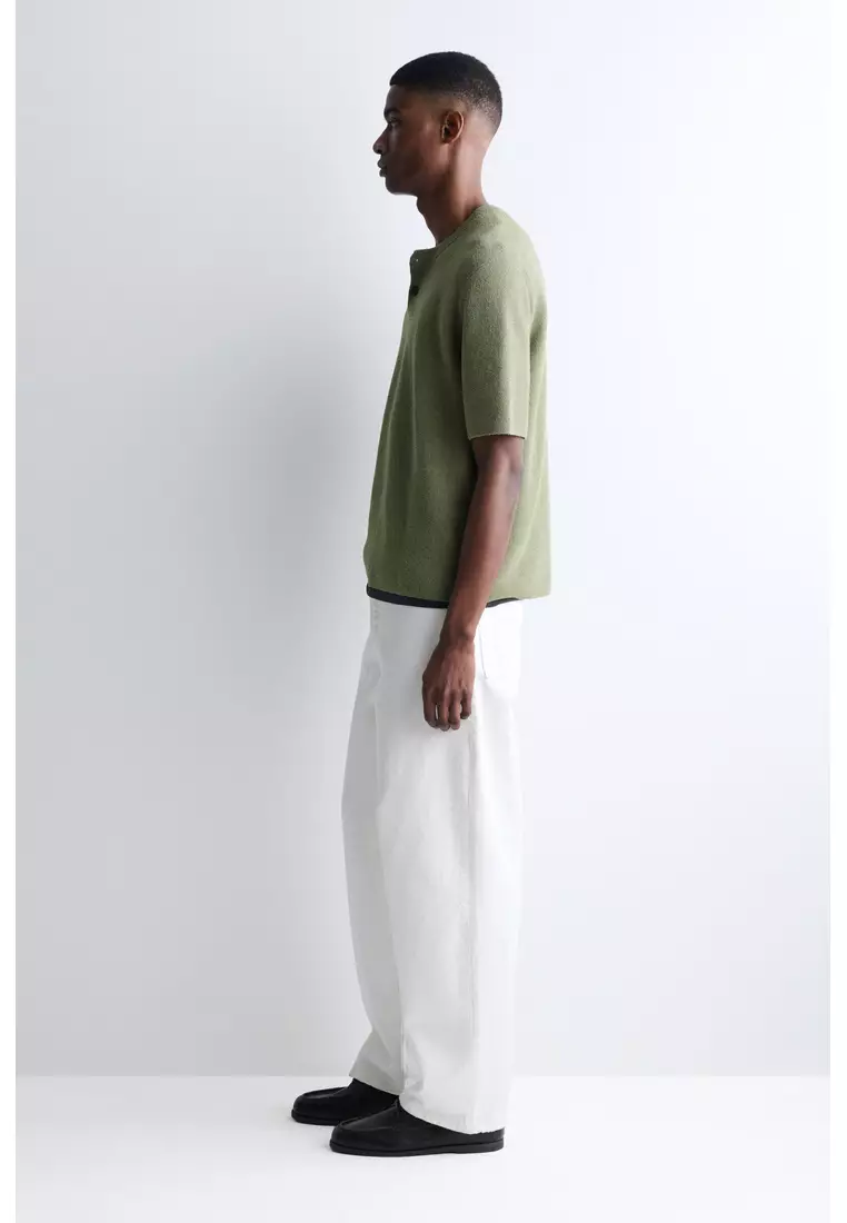 BOUCLÉ-KNIT HENLEY T-SHIRT