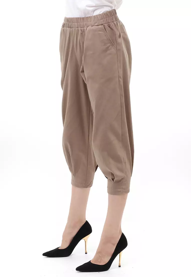 Lark Celana Panjang Bawahan Wanita Motif Solid Regular Fit - Brown