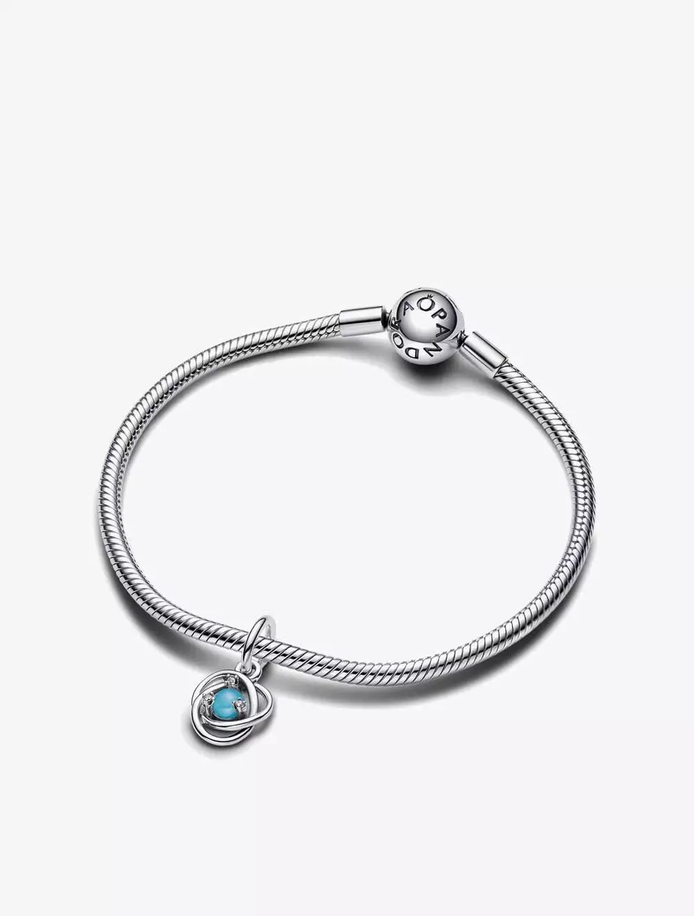 Sterling silver dangle with capri blue crystal and clear cubic zirconia