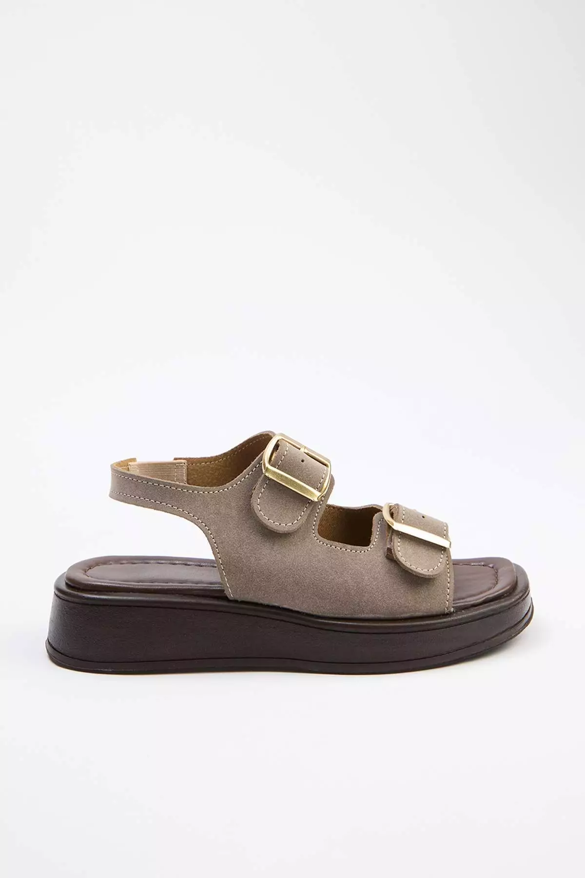 Mink Nubuck Double Buckle Women'S Thick Sole Sandals Takaw25Sd00000