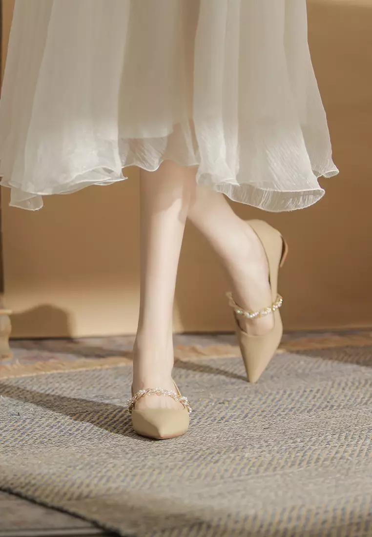 2.5CM Pearl Chain Strap Mary Jane Shoes IF2218