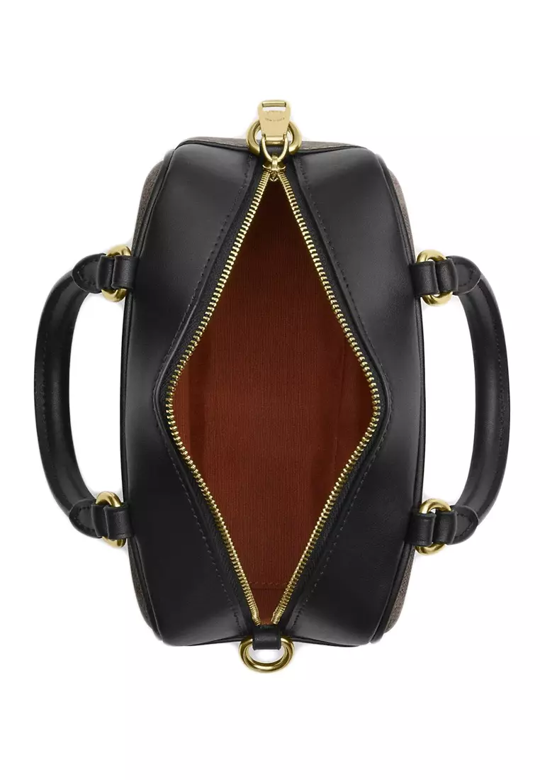 Satchel Crossbody Bag In Signature Canvas - Tan/Black