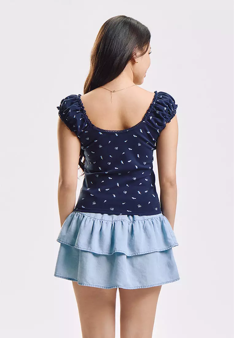 Heart All-Over Print Slim Top