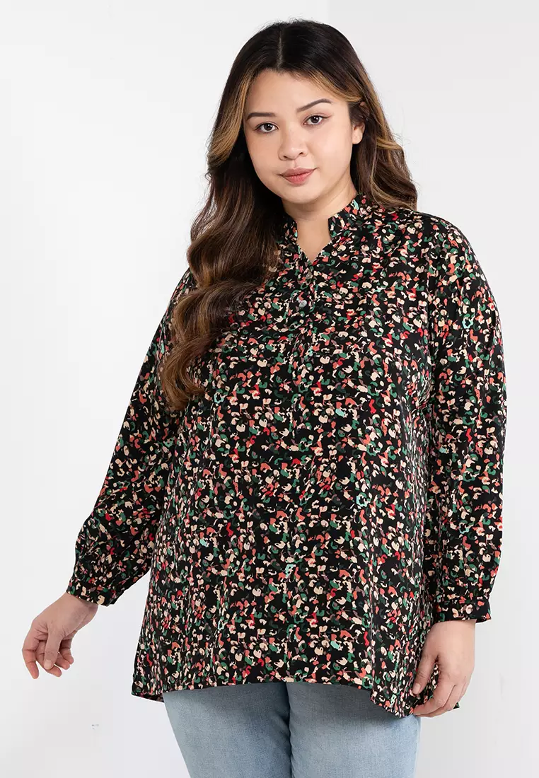 Plus size high collar on sale blouse