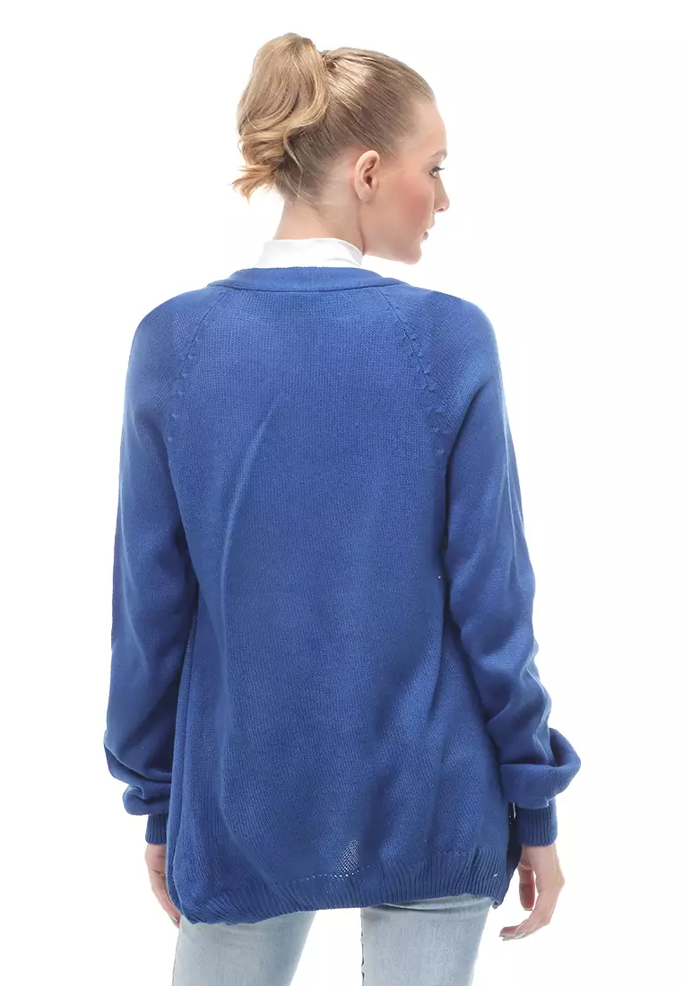 Cardigan Fashion Wanita Loose Fit Design Kasual Premium Quality - Blue