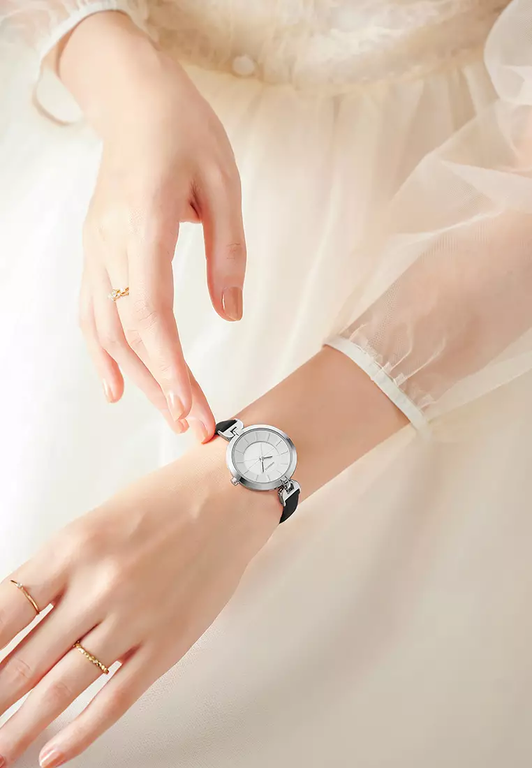 Jam Tangan Wanita Anggun Gaya Tali Kulit Anti Air Kuarsa Jam Tangan Cewek