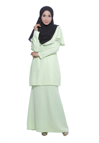 Thalia Kurung Moden Cape in Mint from Adrini's in Green