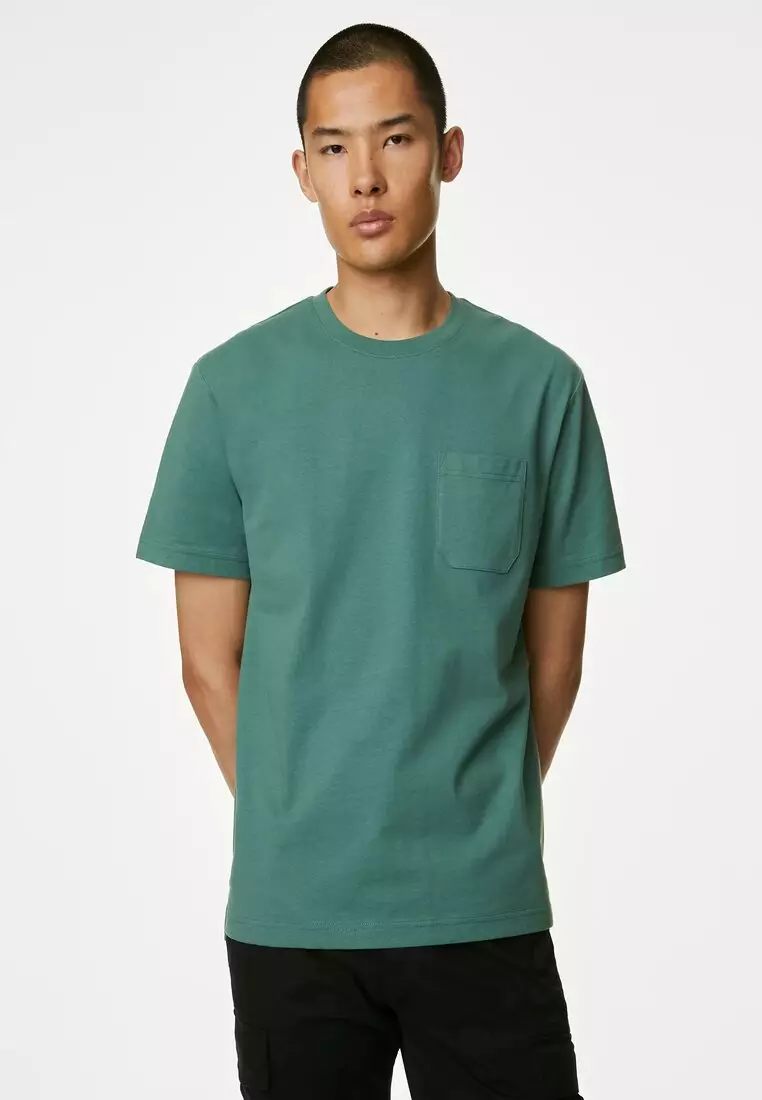 Buy MARKS & SPENCER M&S Collection Pure Cotton Heavyweight T-Shirt 2024  Online