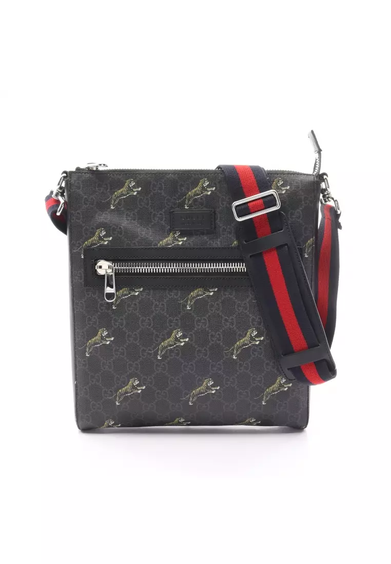 Buy Gucci Pre-loved GUCCI GG Supreme tiger Messenger bag sherry line Shoulder  bag PVC leather black multicolor 2023 Online