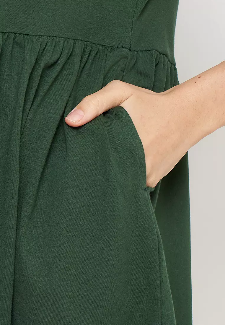 Jual SRITEX IRO BASIC Baby Doll Midi Dress Olive Original 2024