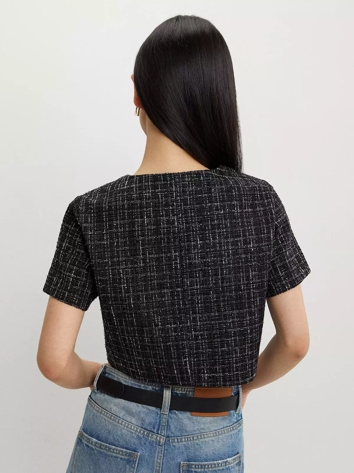 Tweed Crop Top - Black