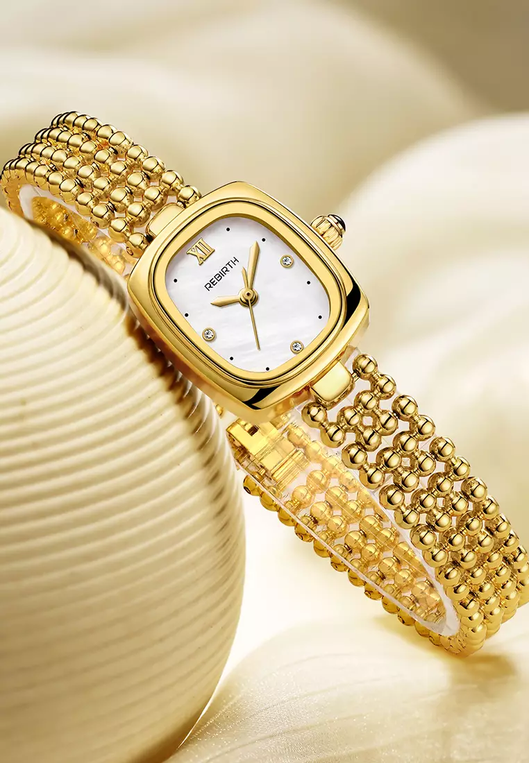 Jam Tangan Wanita Korea Elegan Jam Gelang Wanita Anti Air Tali Gelang Jam Tangan Cewek Original gold white