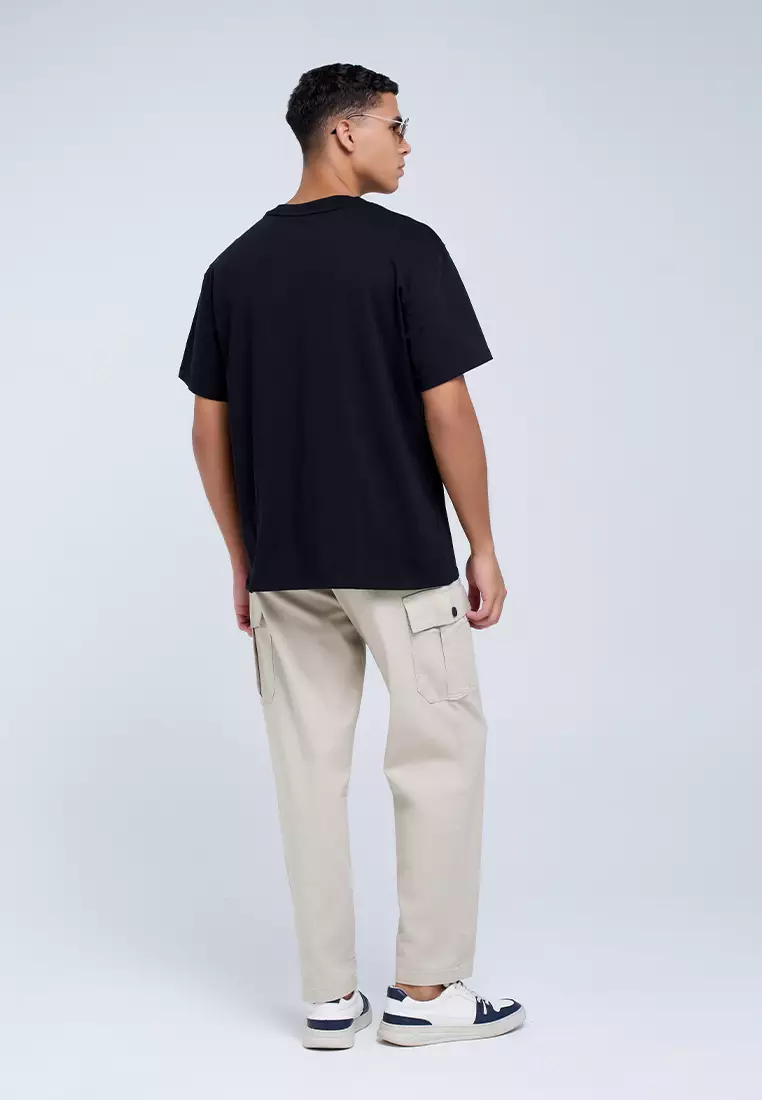 MANZONE - Kaos Jersey Lengan Pendek Pria Shiloh 07 Relaxed Fit - Black Colour Black