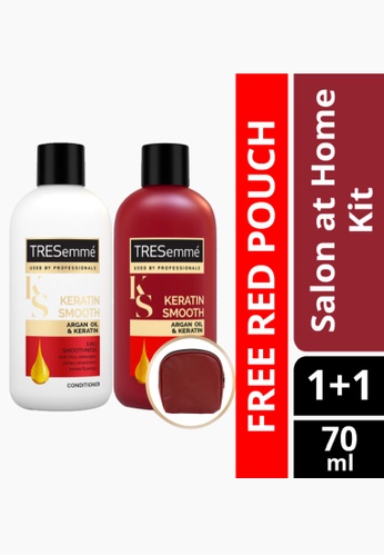 Buy Tresemme Salon At Home Kit Tresemme Keratin Smooth Shampoo And Conditioner 70ml With Free Pouch 2021 Online Zalora Philippines
