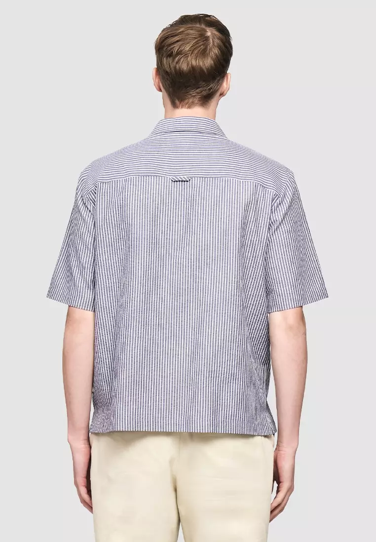 Seersucker Boxy Striped Shirt