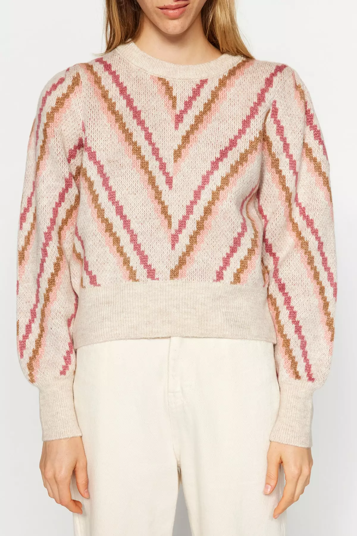 Buy Trendyol Chevron Soft Textured Knitwear Sweater 2024 Online