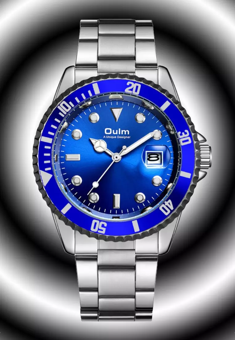 Buy OULM Unisex Diver's Quartz Watch - 40x40mm - Steel case, Blue Dial ...