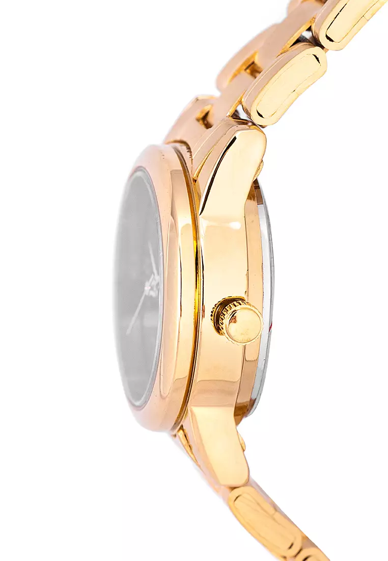 Analog Watch 20122260-Gld - Black Dial