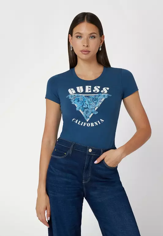 Short Sleeves Crewneck Roses Triangle Tee