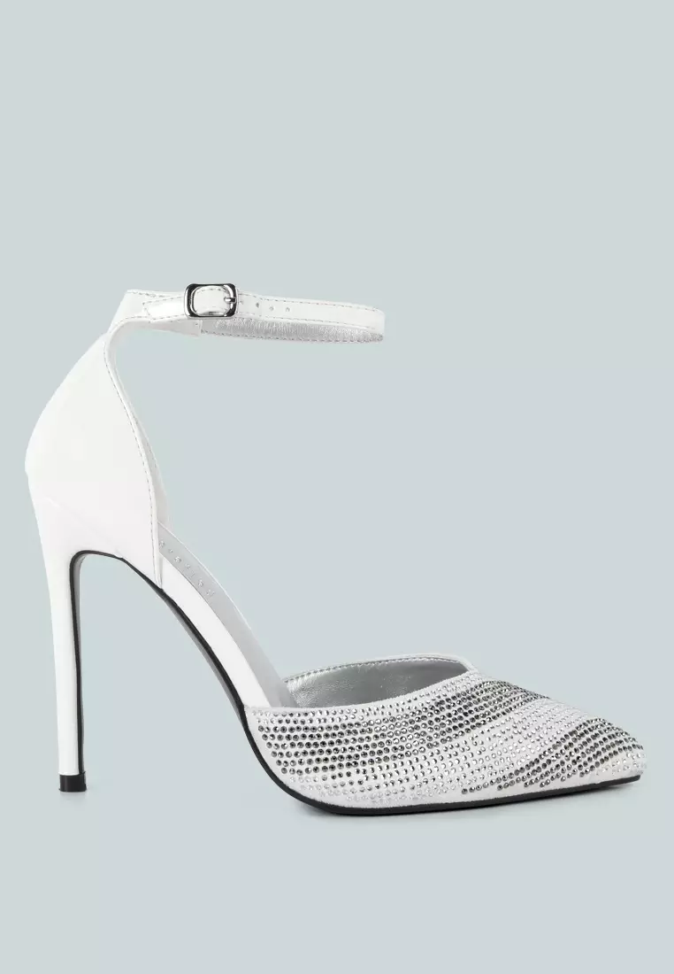 White diamante sandals online